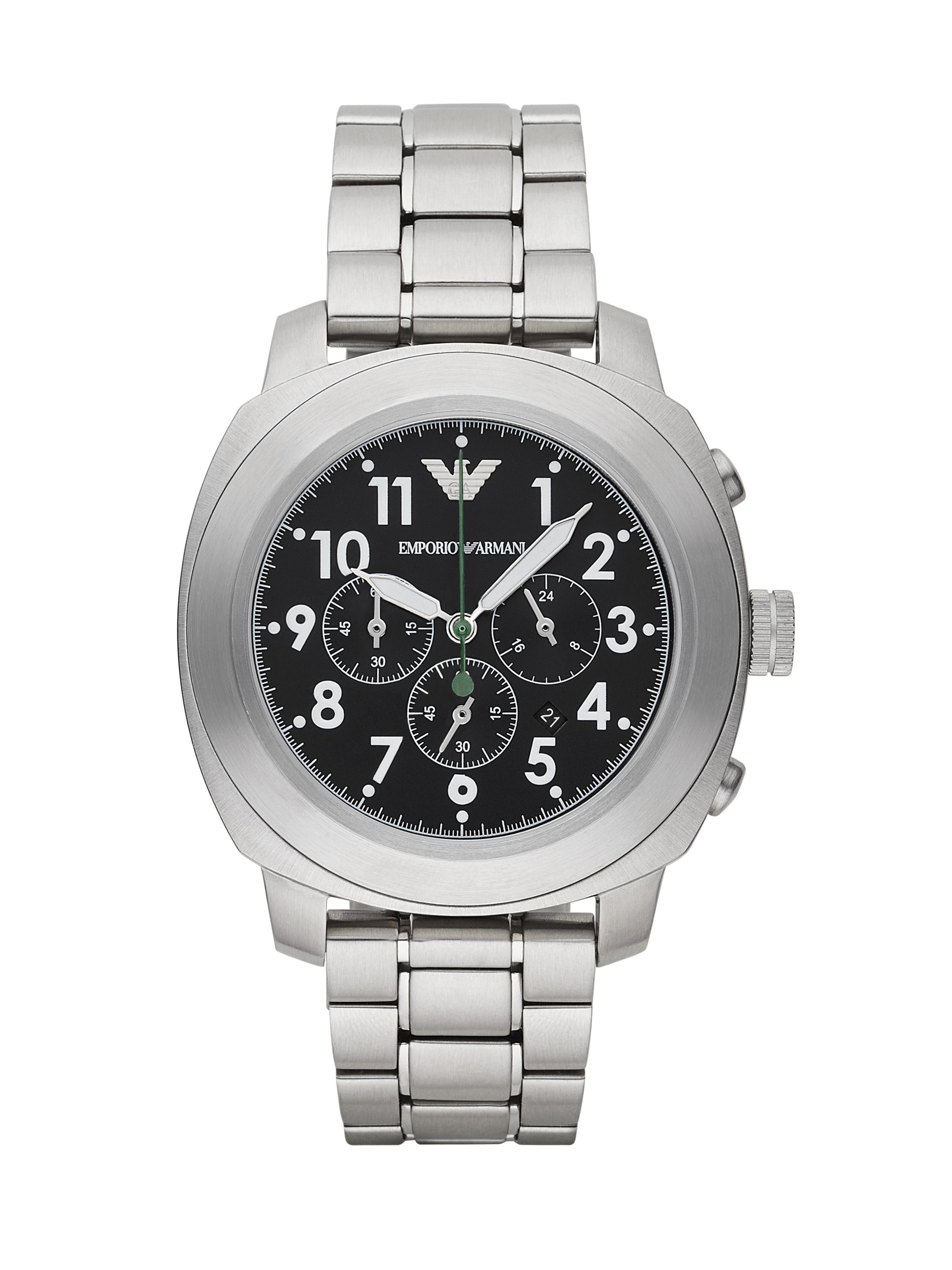 Lyst Emporio Armani Round Stainless Steel Chronograph Watch in Metallic for Men