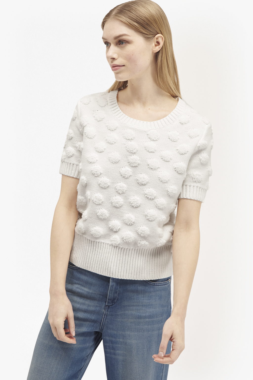 French connection Loopy Polka Sleeves Textured Knit | Lyst