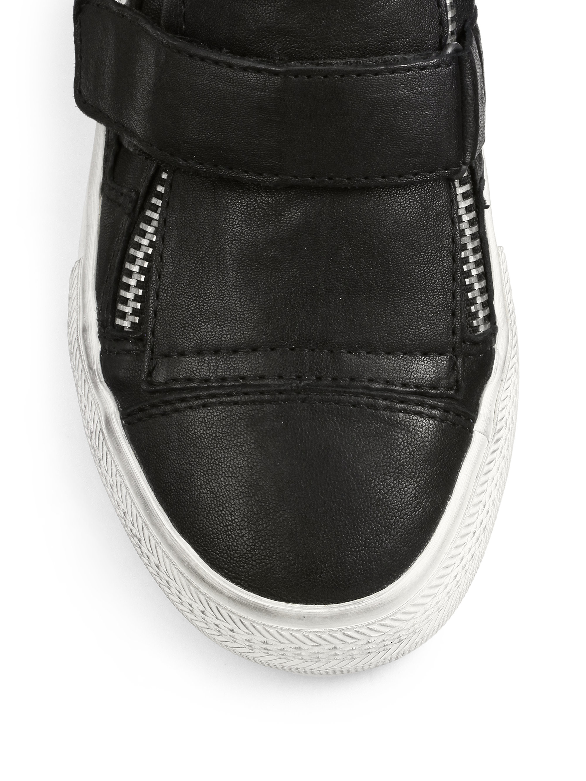 black leather platform sneakers