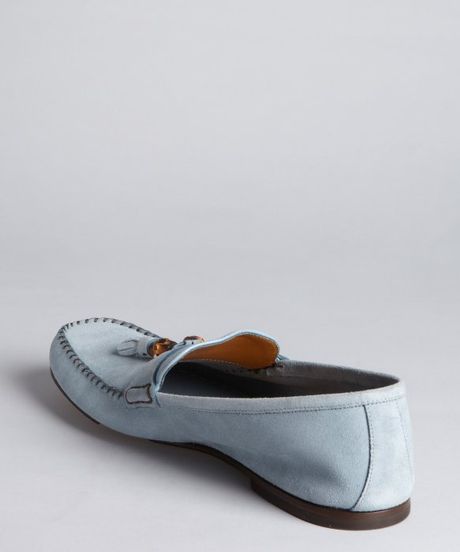 Gucci Light Blue Suede Soft Moccasin in Blue for Men | Lyst