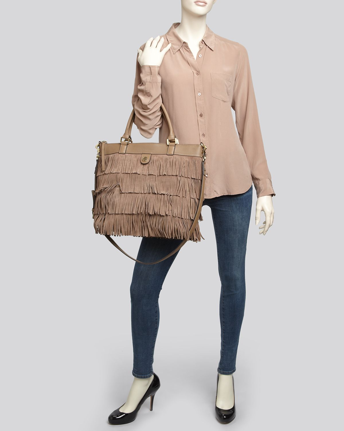 Tory Burch Brown Tote Fringe