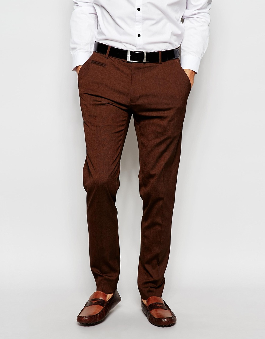 ASOS Super Skinny Suit Trousers In Brown in Brown for Men Lyst