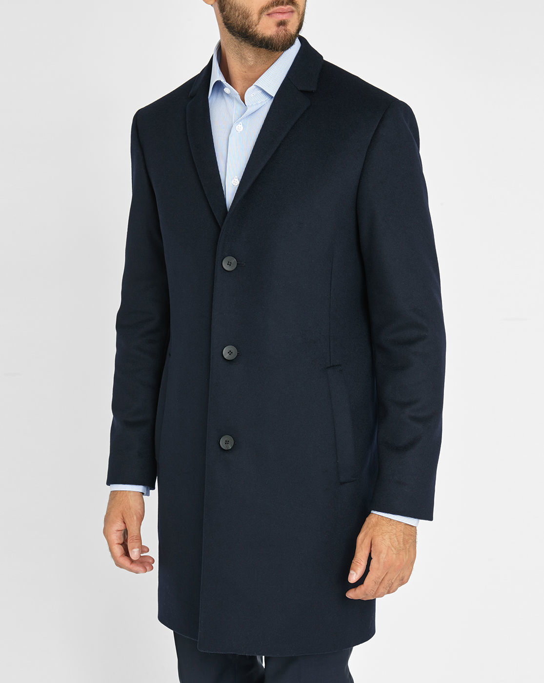 Calvin klein Navy Wool/cashmere Overcoat in Blue for Men (navy) | Lyst