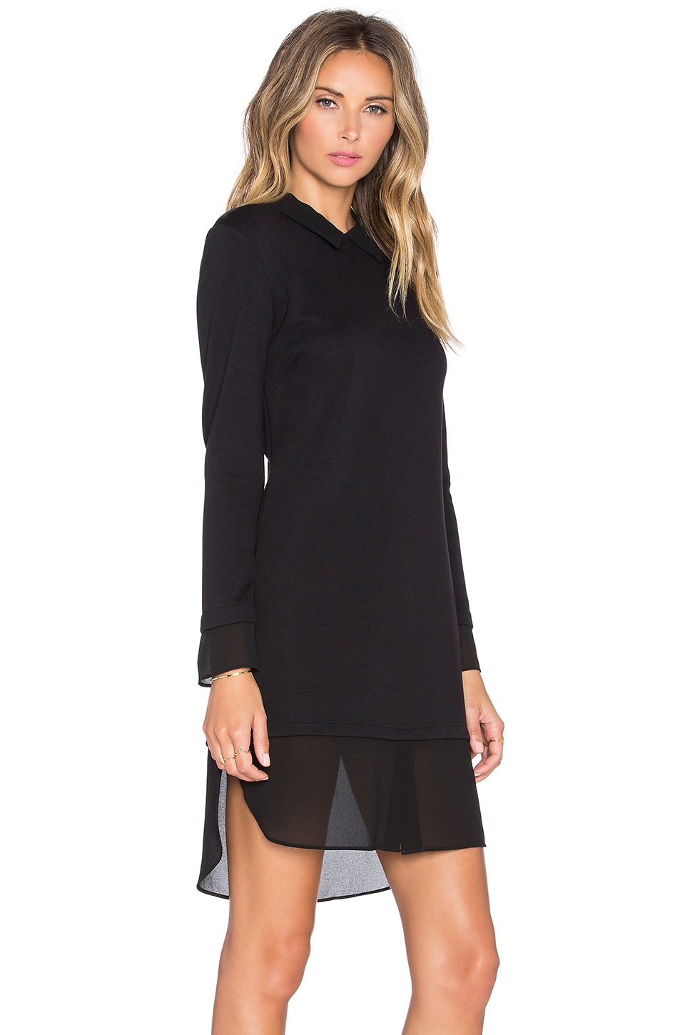 Lyst Only Hearts Double Knit Chiffon  Shirt  Dress  in Black