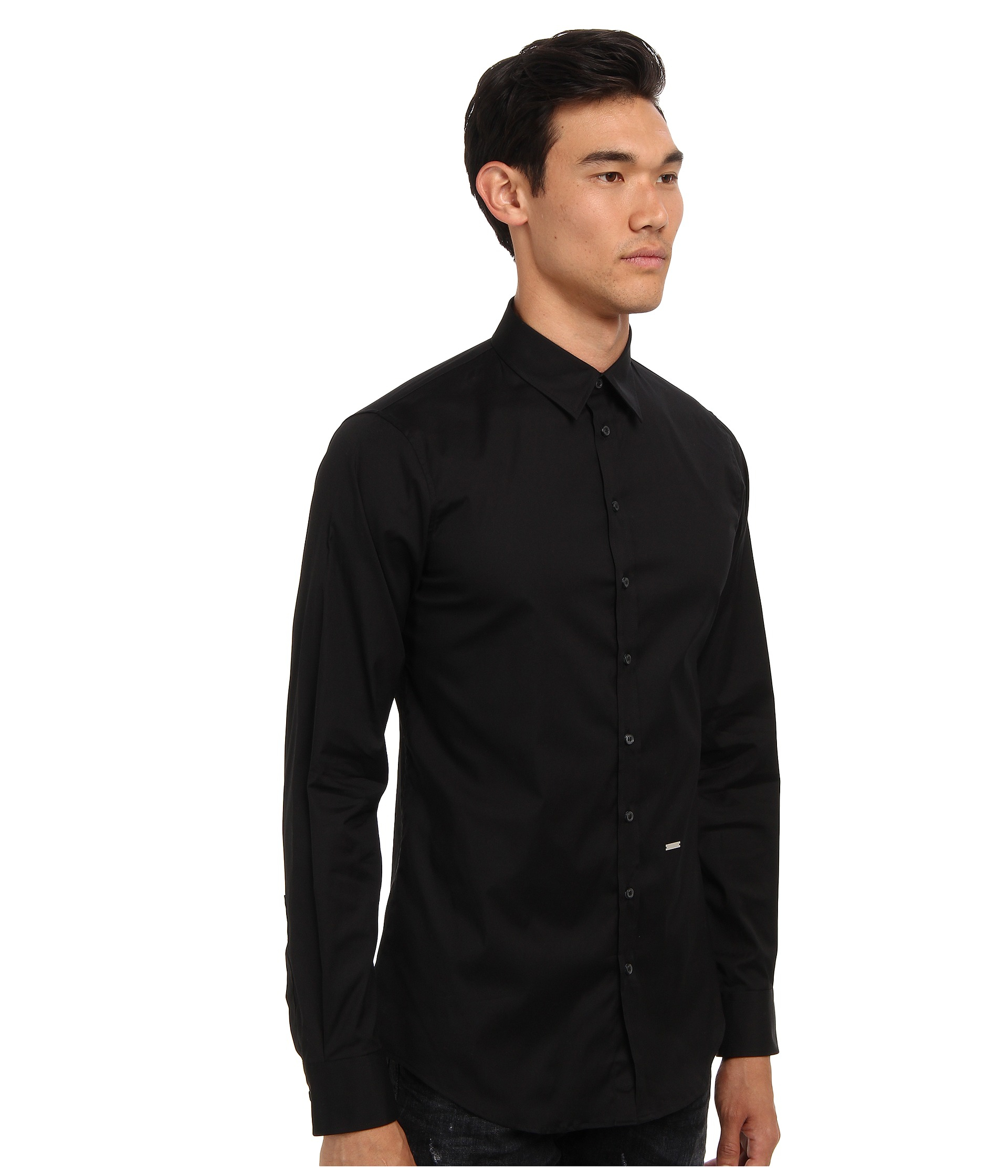 Dsquared² Runway Stretch Poplin Button Up Shirt in Black for Men | Lyst