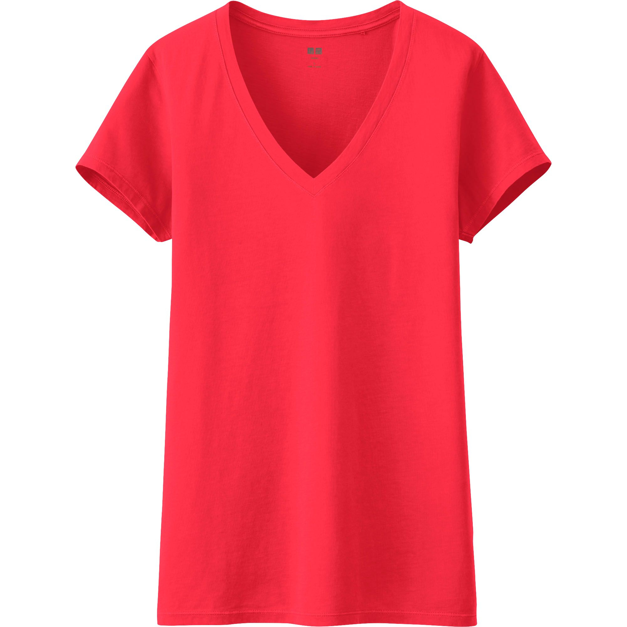 Uniqlo Women Supima Cotton Washed V Neck Short Sleeve T-shirt in Red | Lyst