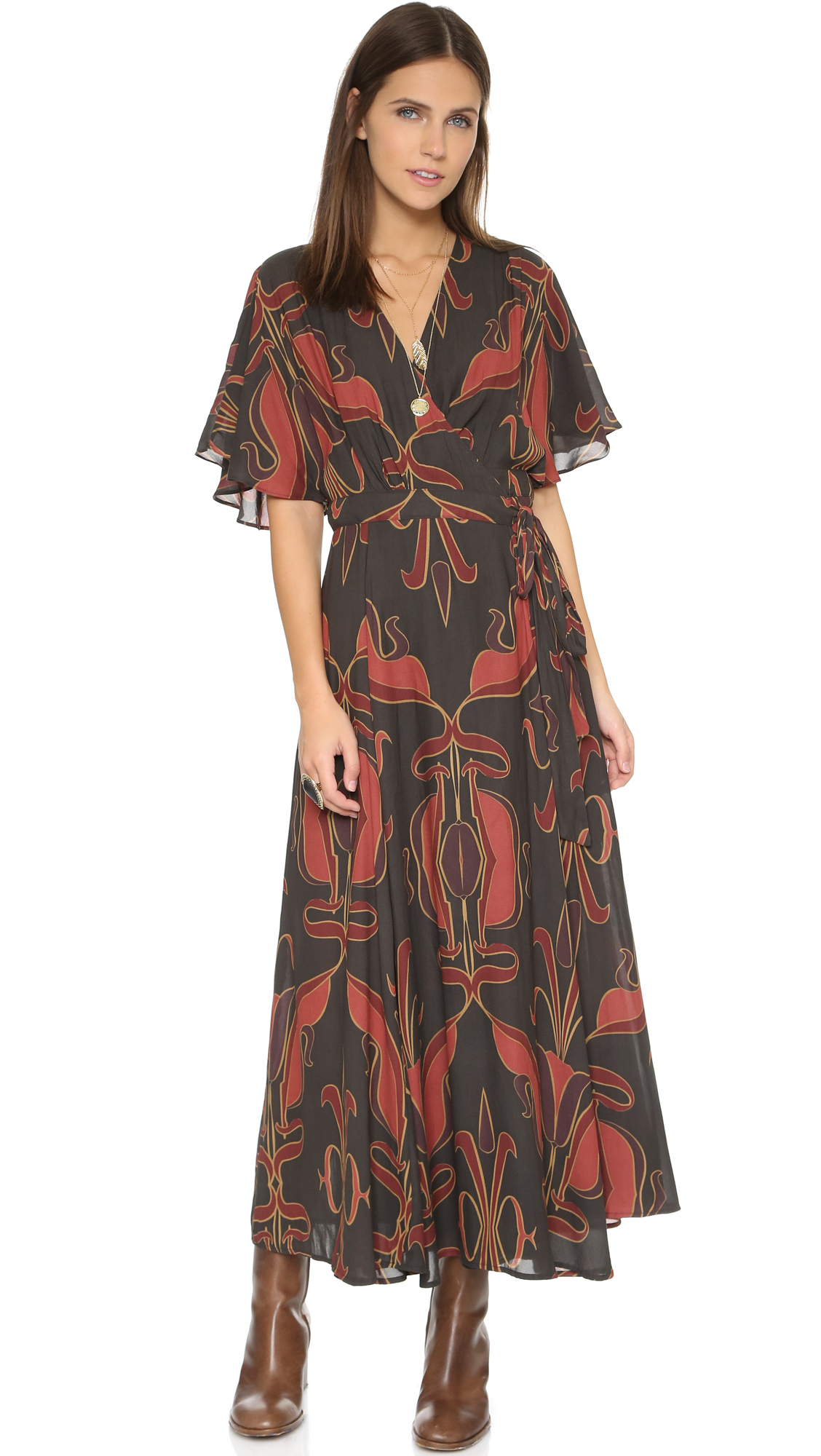 Free people Sweet Escape Wrap Maxi in Purple | Lyst