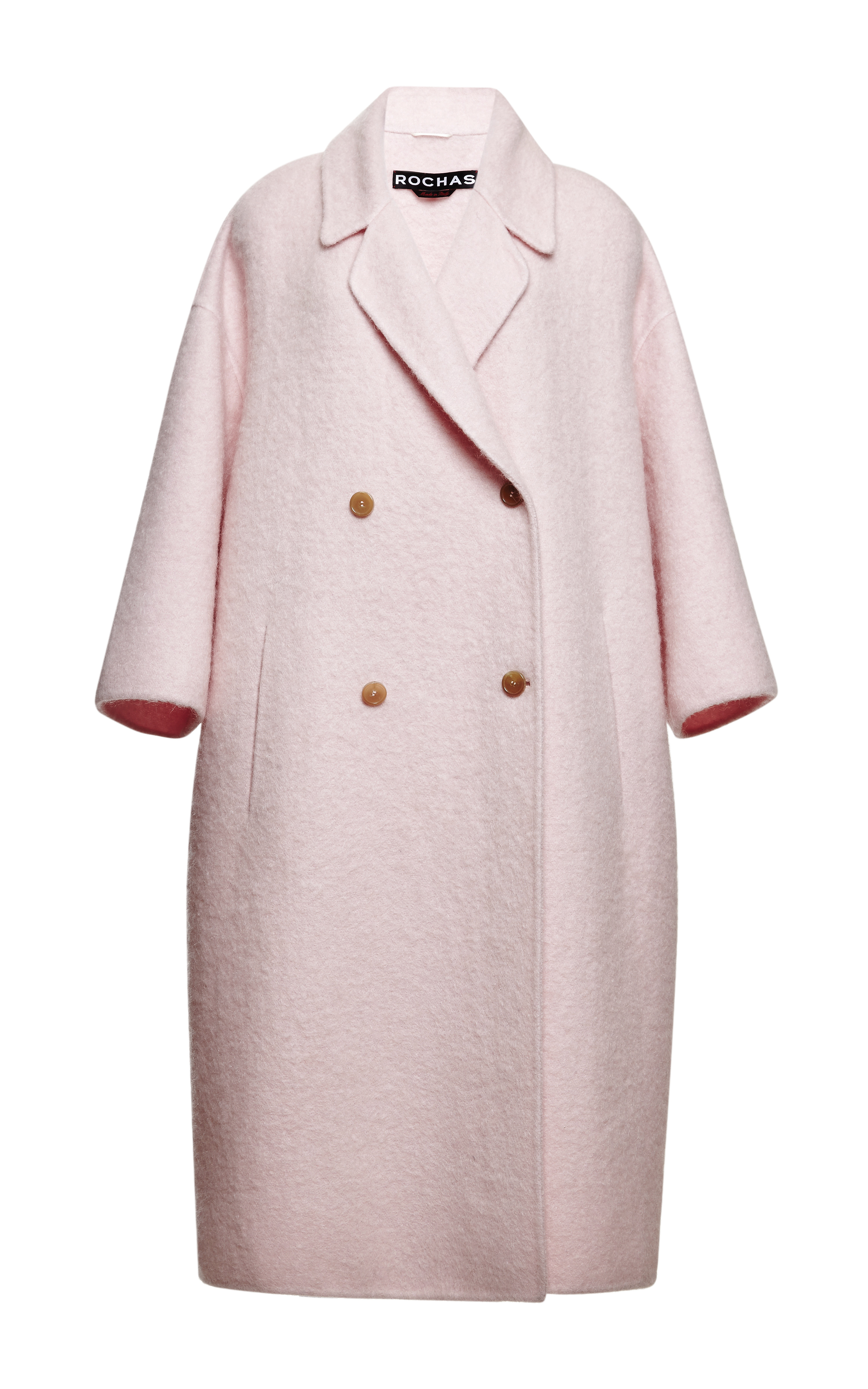 Lyst Rochas Pink Double Wool Mohair Coat in Pink