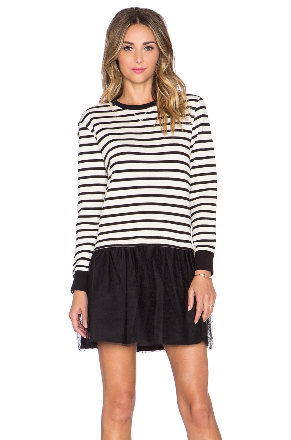 Lyst Red Valentino Striped Sweater  Dress  in Black 