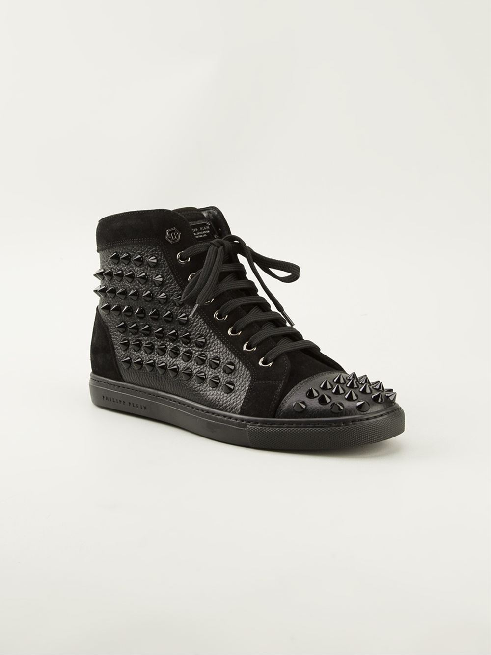 Philipp Plein Studded Hitop Sneakers in Black - Lyst