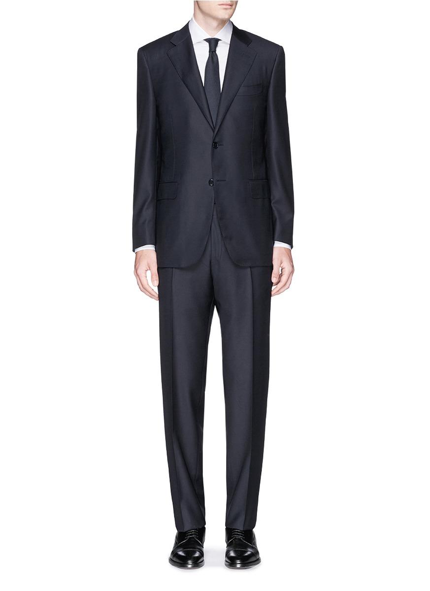 Lyst - Canali Wool Gabardine Suit in Blue for Men