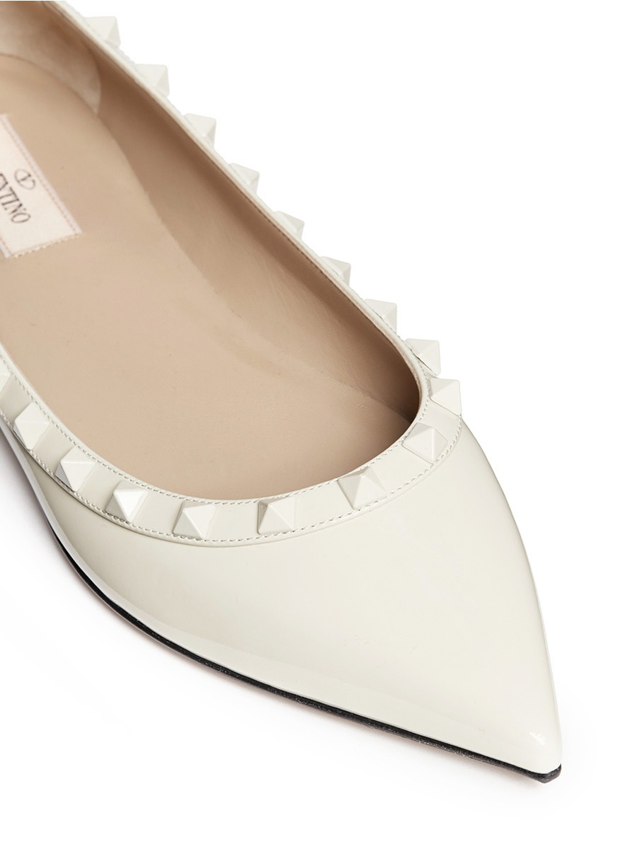 Wedding Table White Flats valentino punkouture rockstud patent leather flats in white lyst gallery