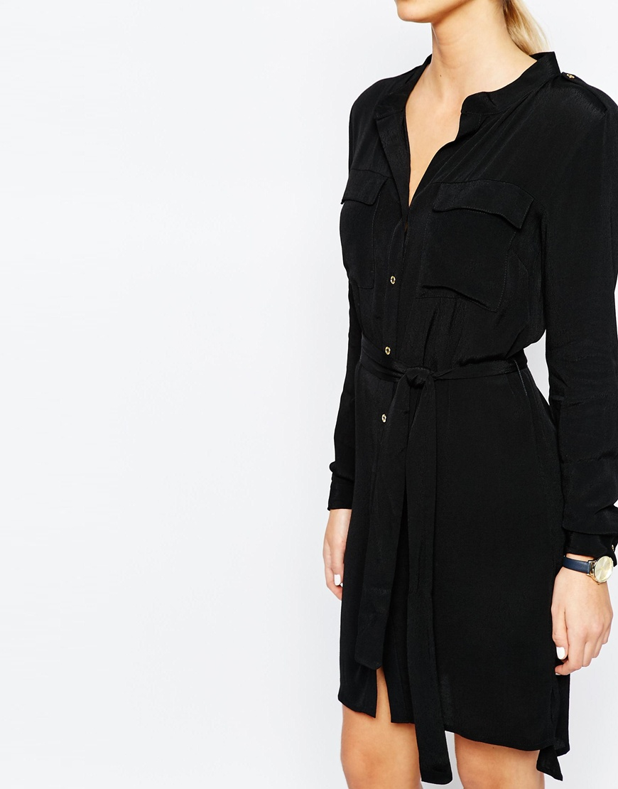  Oasis  Belted Shirt  Dress  in Black Lyst