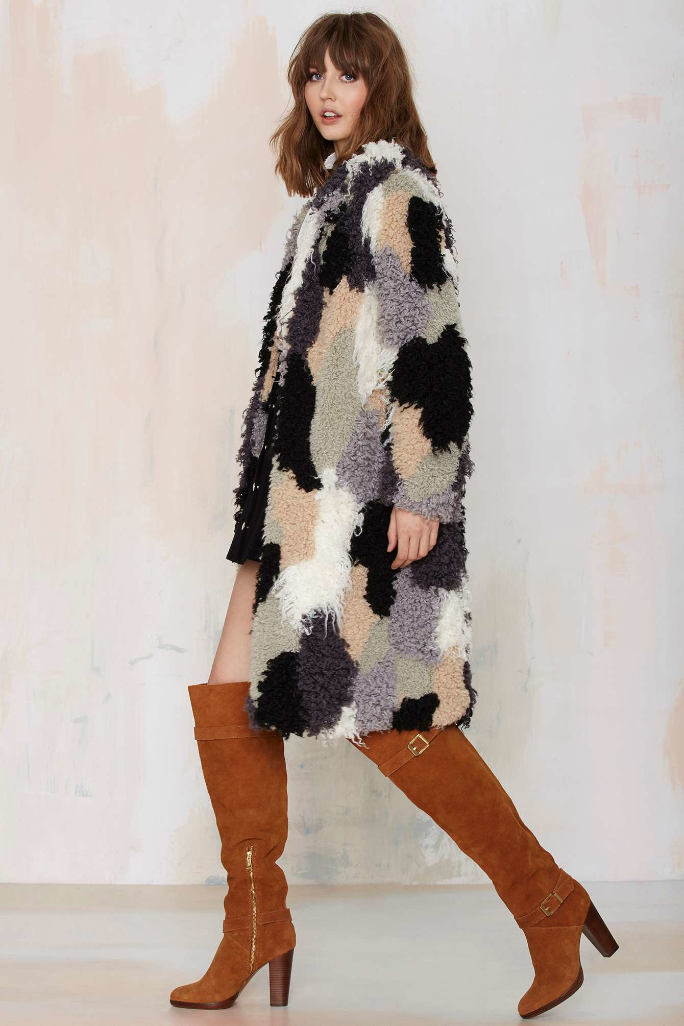 Lyst Nasty Gal Neon Rose Get Shaggy Coat in Black