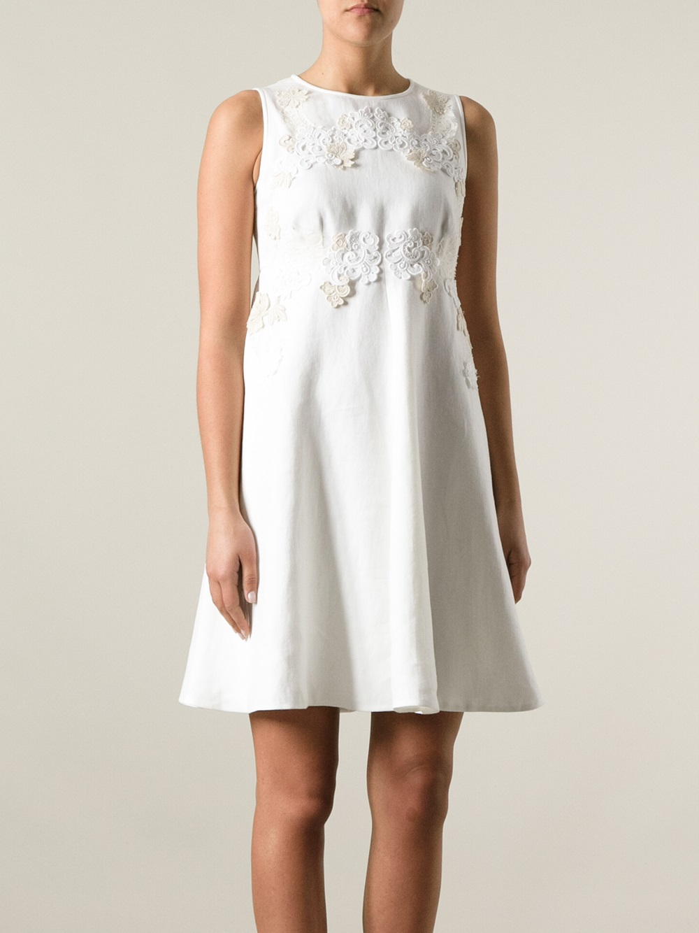 Lyst - Dolce & gabbana Lace Appliqued Dress in White