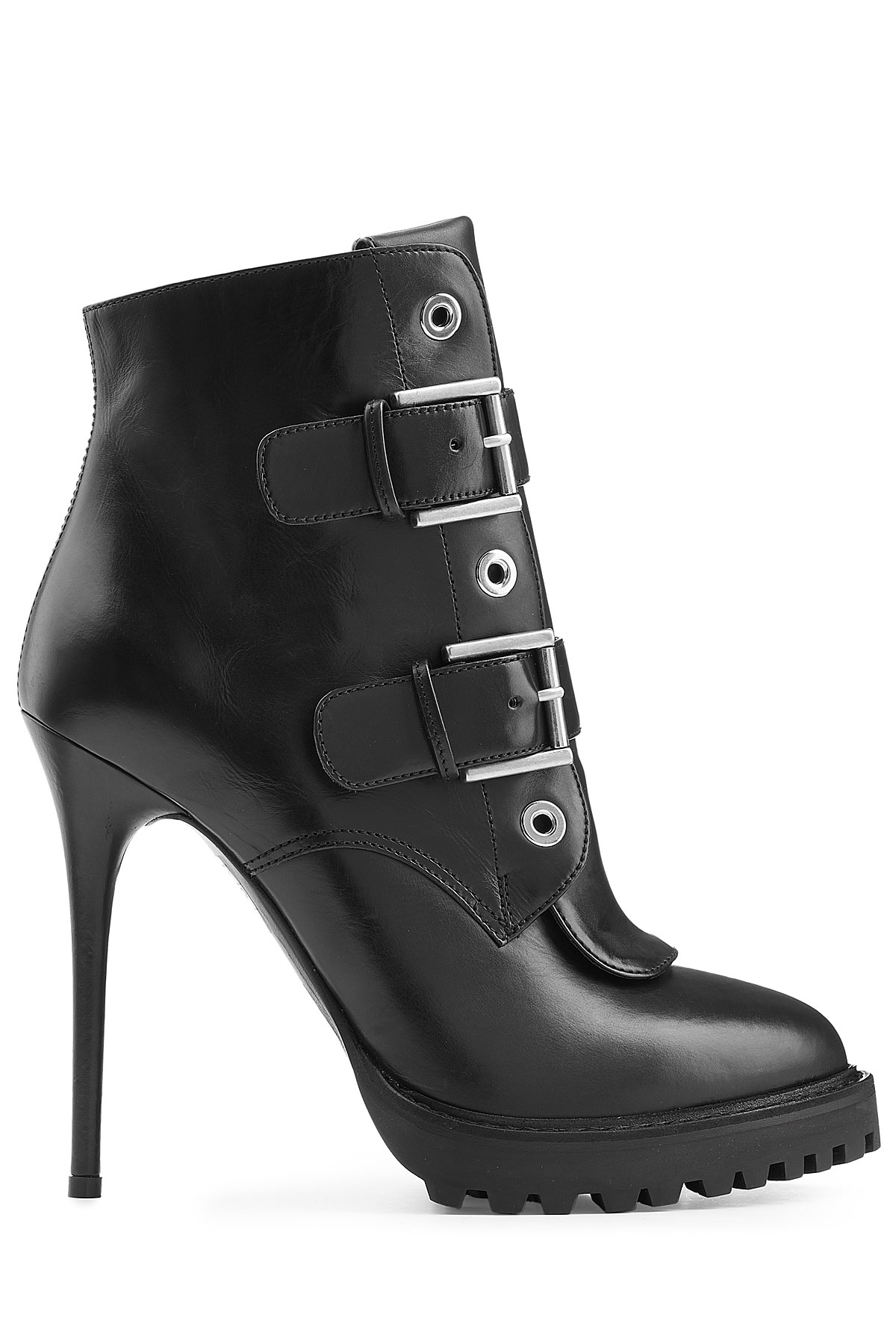 Lyst - Alexander Mcqueen Leather Ankle Boots - Black in Black