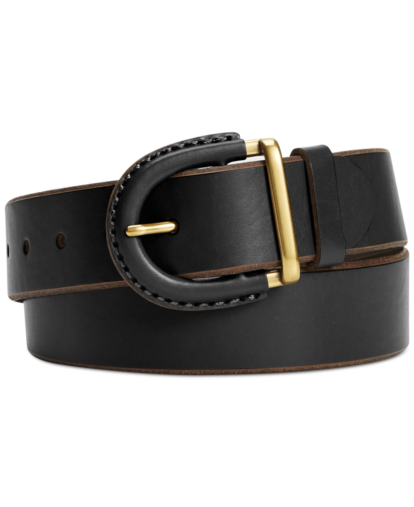 Lyst Fossil Leather Belt With Covered Buckle in Black