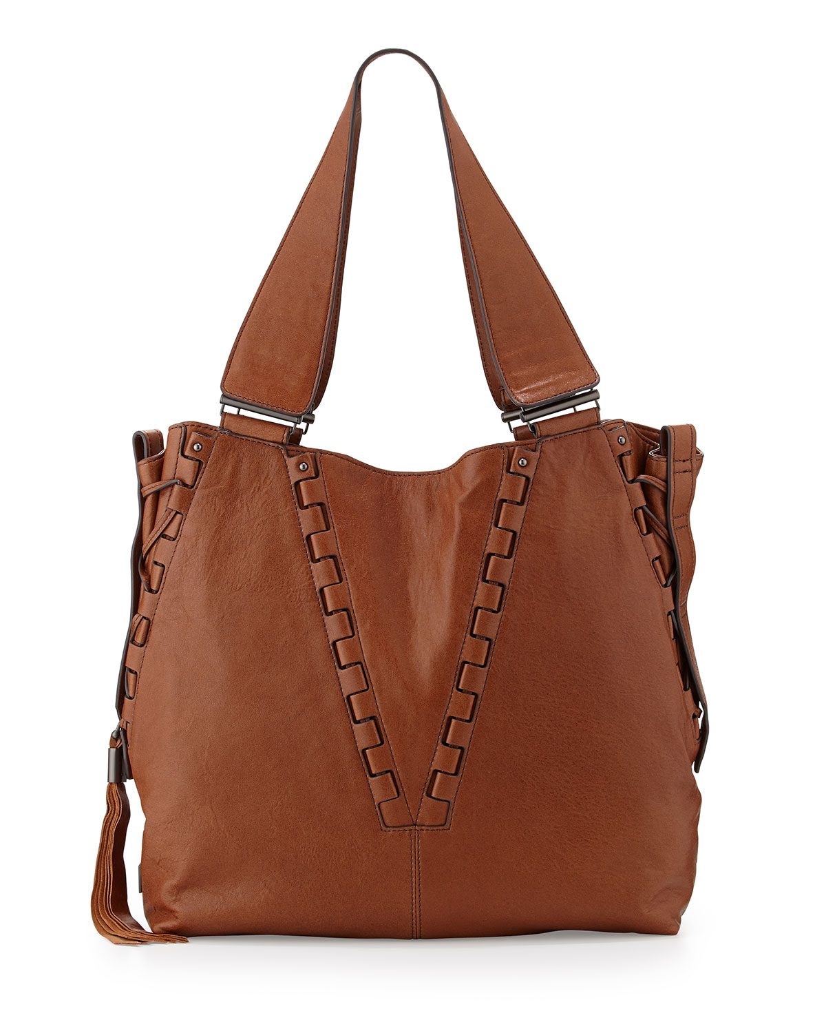 Kooba Braeden Tumbled Leather Tote Bag in Brown | Lyst