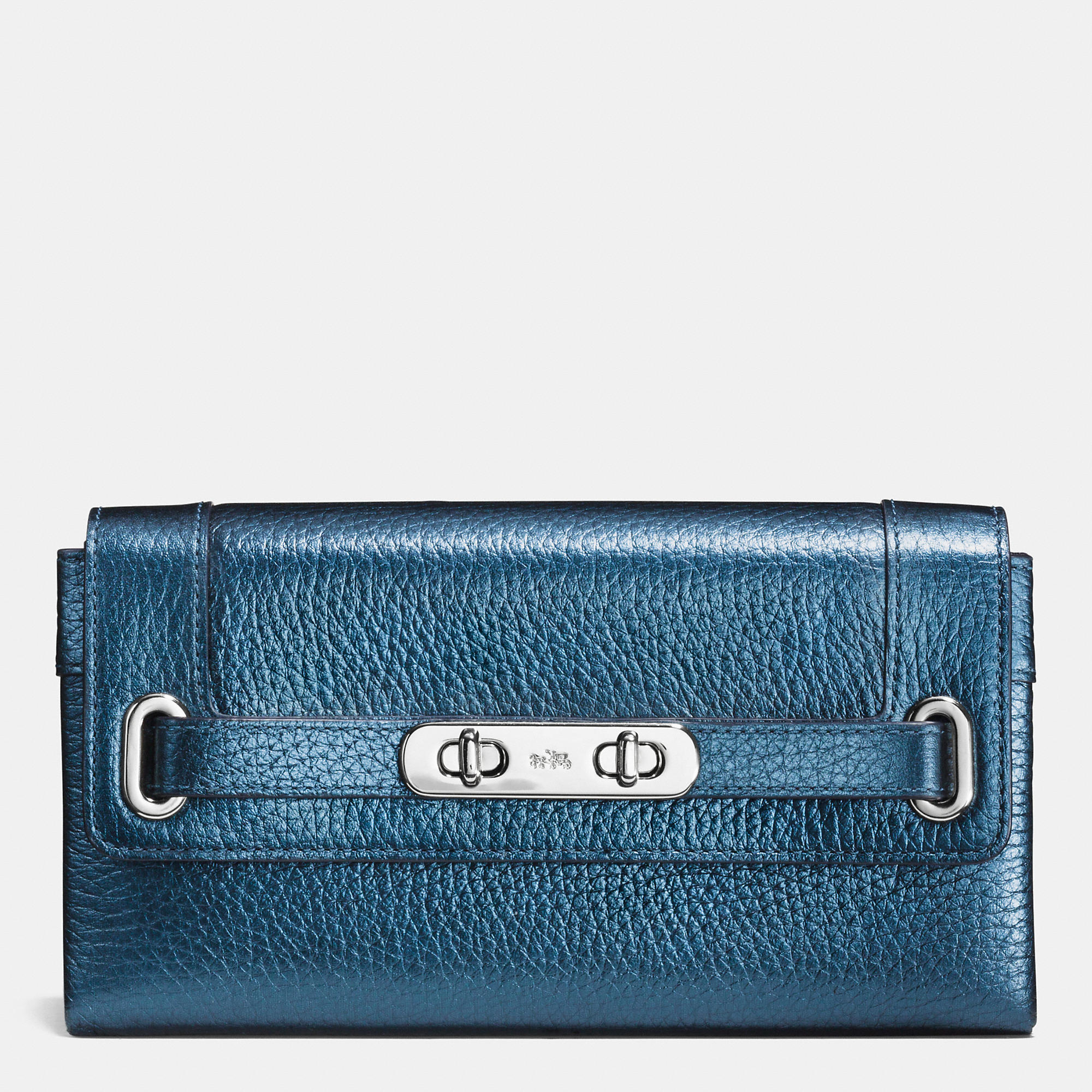 Lyst - Coach Swagger Wallet In Metallic Pebble Leather in Blue
