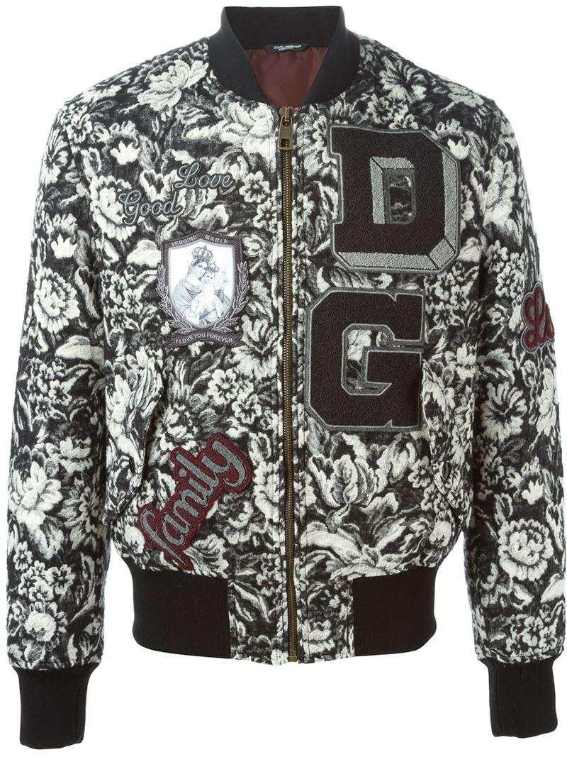 Lyst - Dolce & Gabbana Floral Jacquard Bomber Jacket in Black for Men