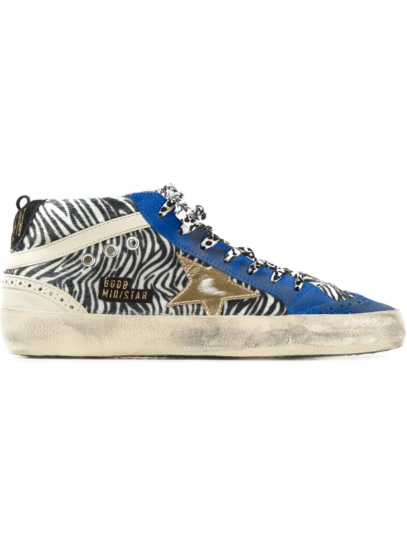 Golden Goose Deluxe Brand Mid Star Zebra-Print Sneakers - Lyst