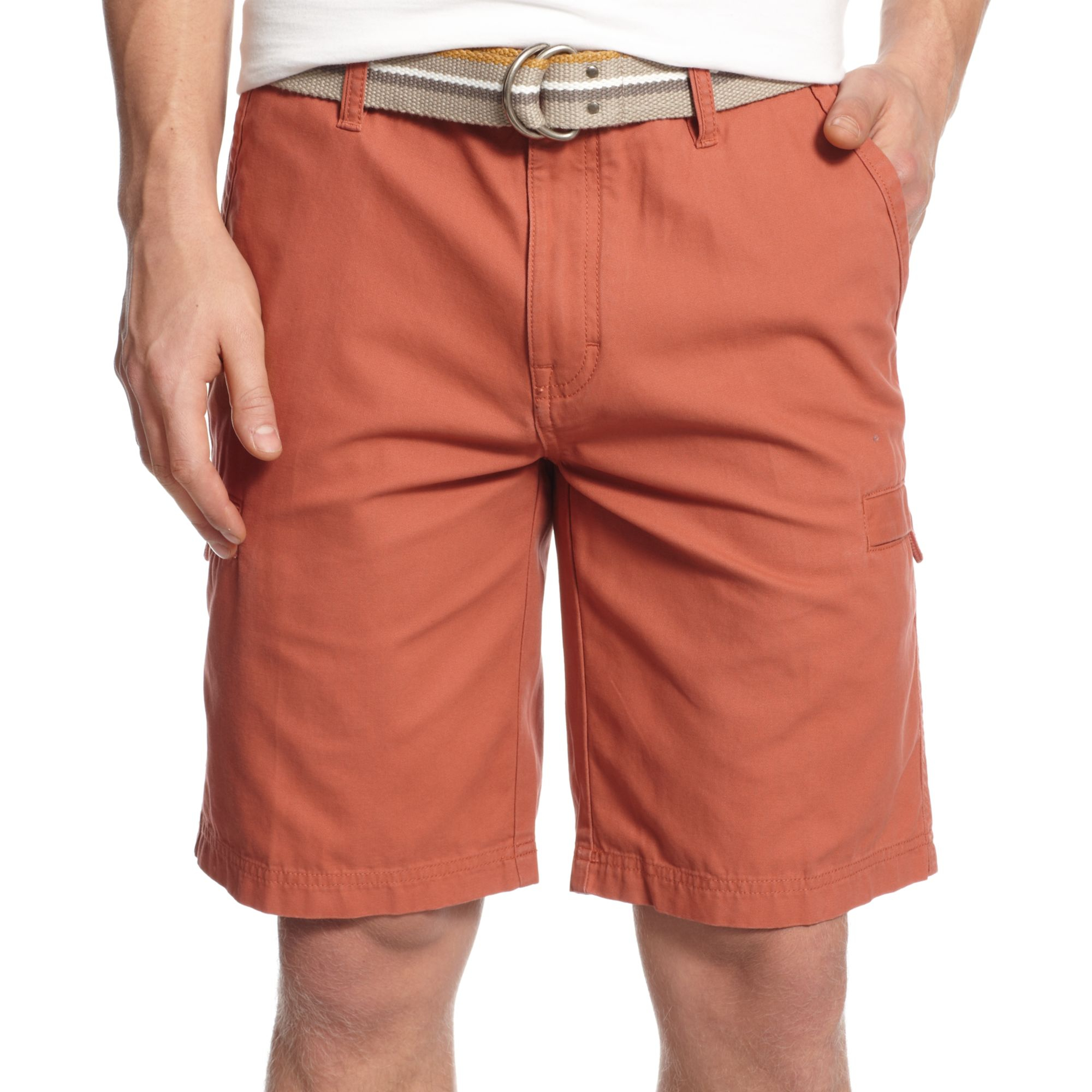 Weatherproof Vintage Canvas Belted Cargo Shorts in Red for Men | Lyst