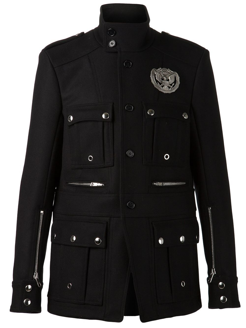 Lyst Diesel Black Gold Military Coat In Black For Men