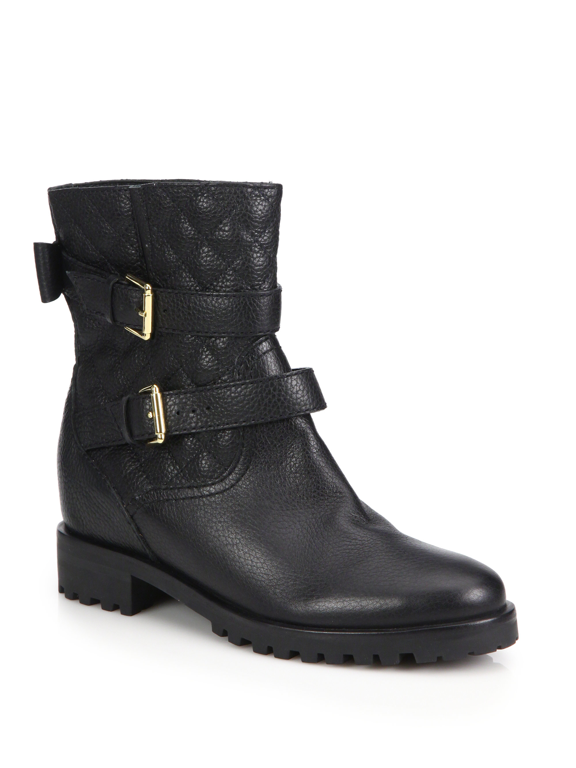 Kate spade new york Samara Quilted Leather Boots in Black | Lyst