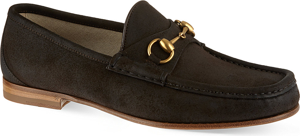 Gucci Roos Suede Loafers in Brown for Men (Dark brown) | Lyst
