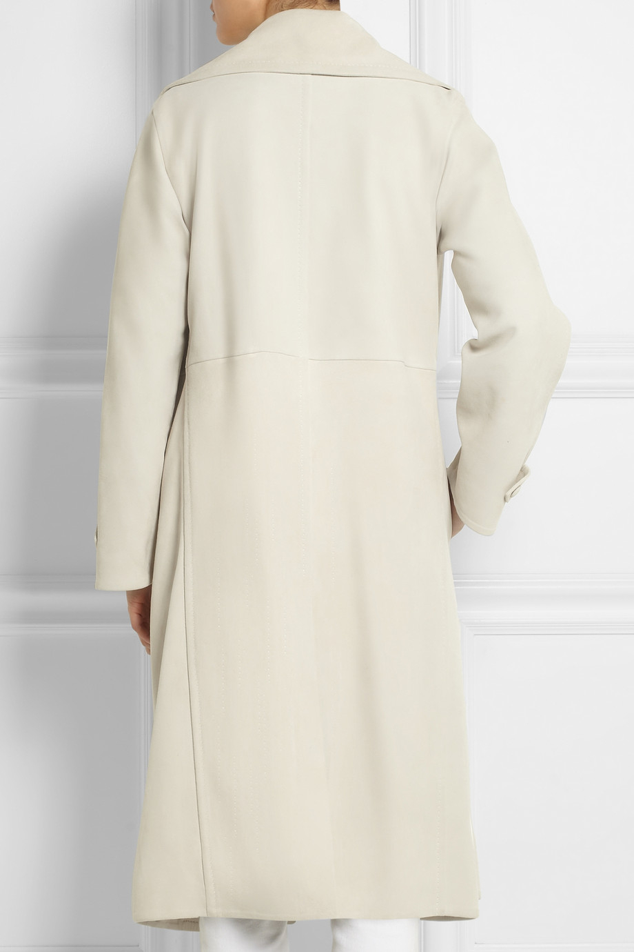 Donna karan Oversized Suede Trench Coat in Natural | Lyst