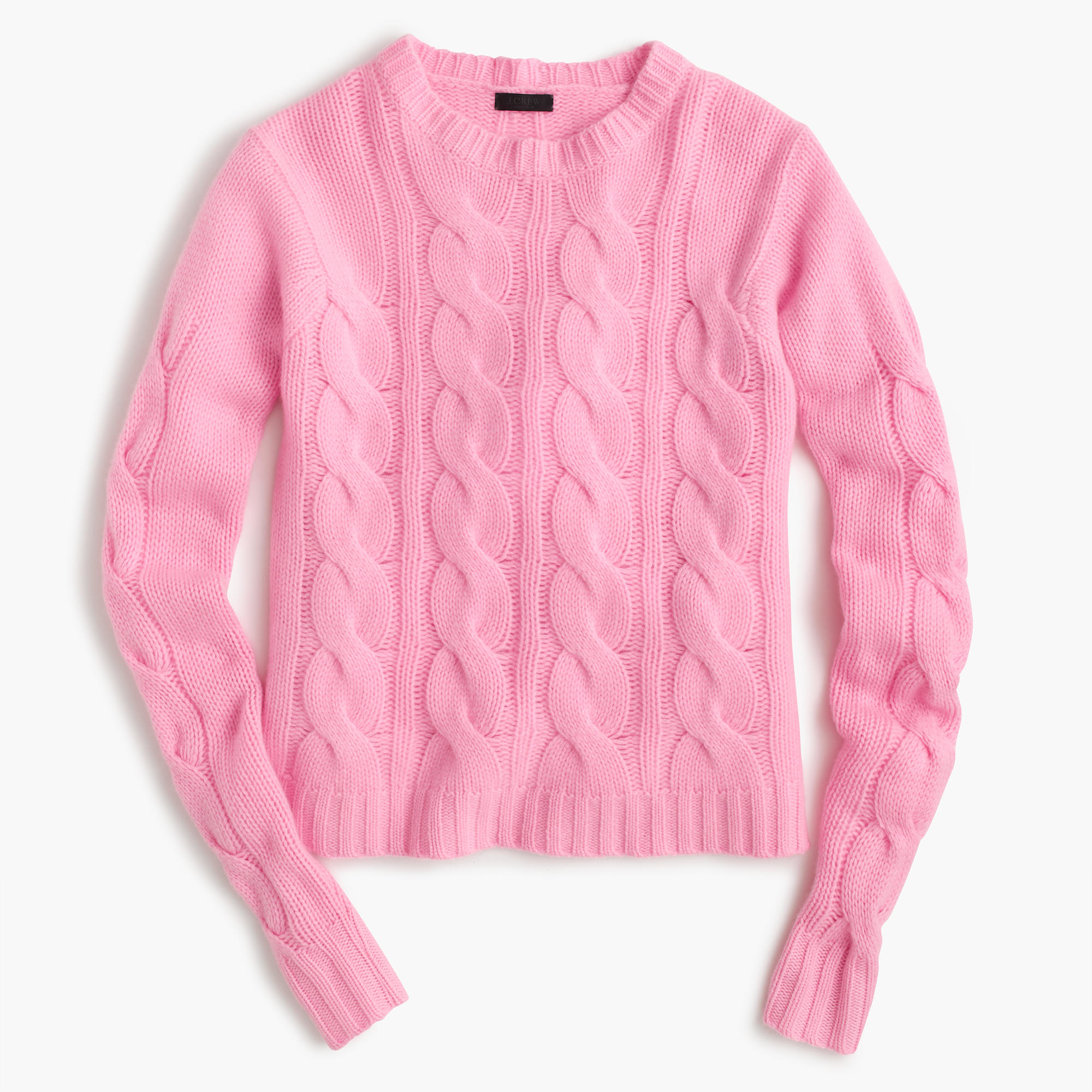 J.crew Italian Cashmere Cable Sweater in Pink | Lyst