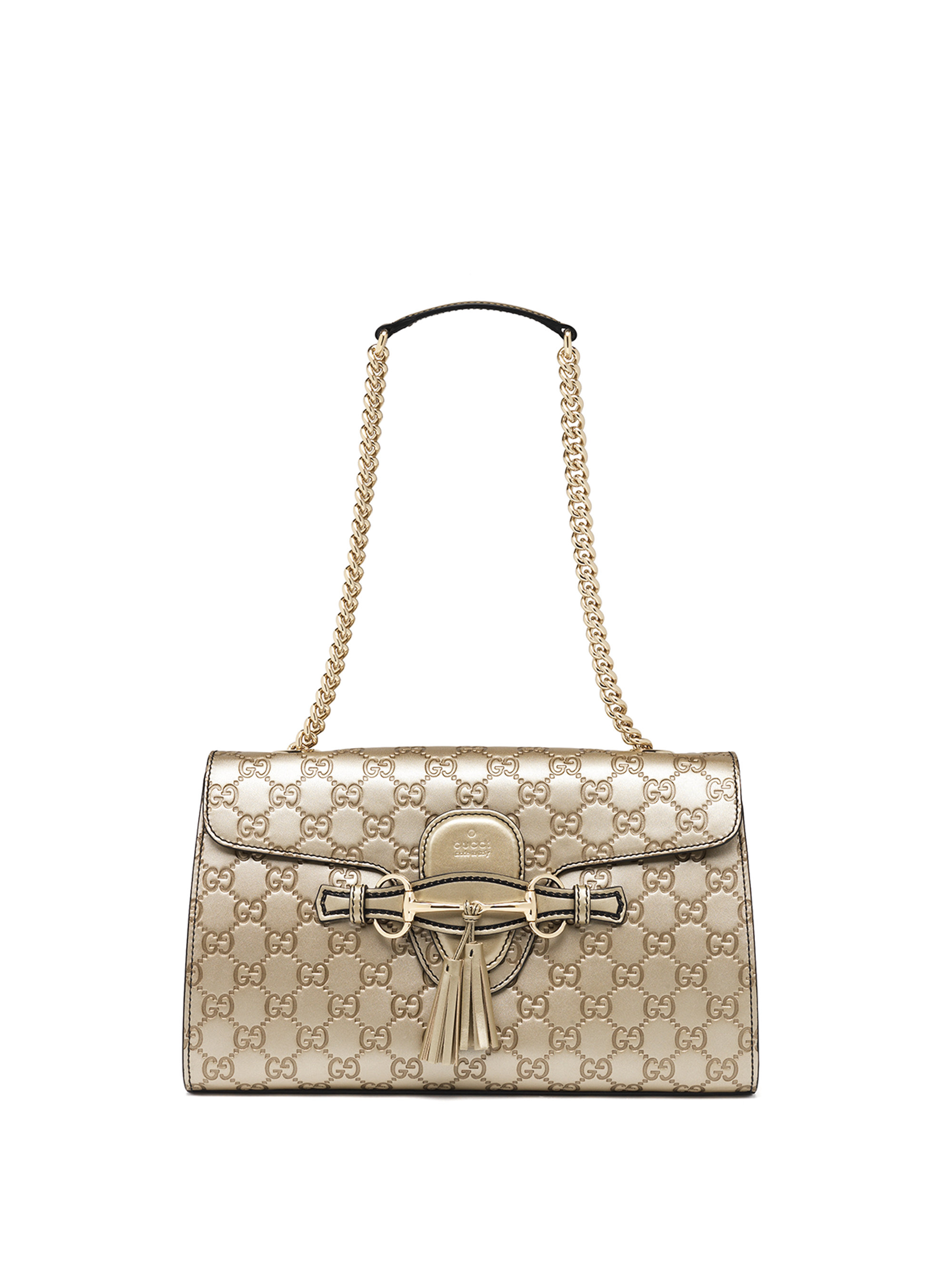 Lyst - Gucci Emily Medium Metallic Ssima Leather Chain Shoulder Bag in Metallic