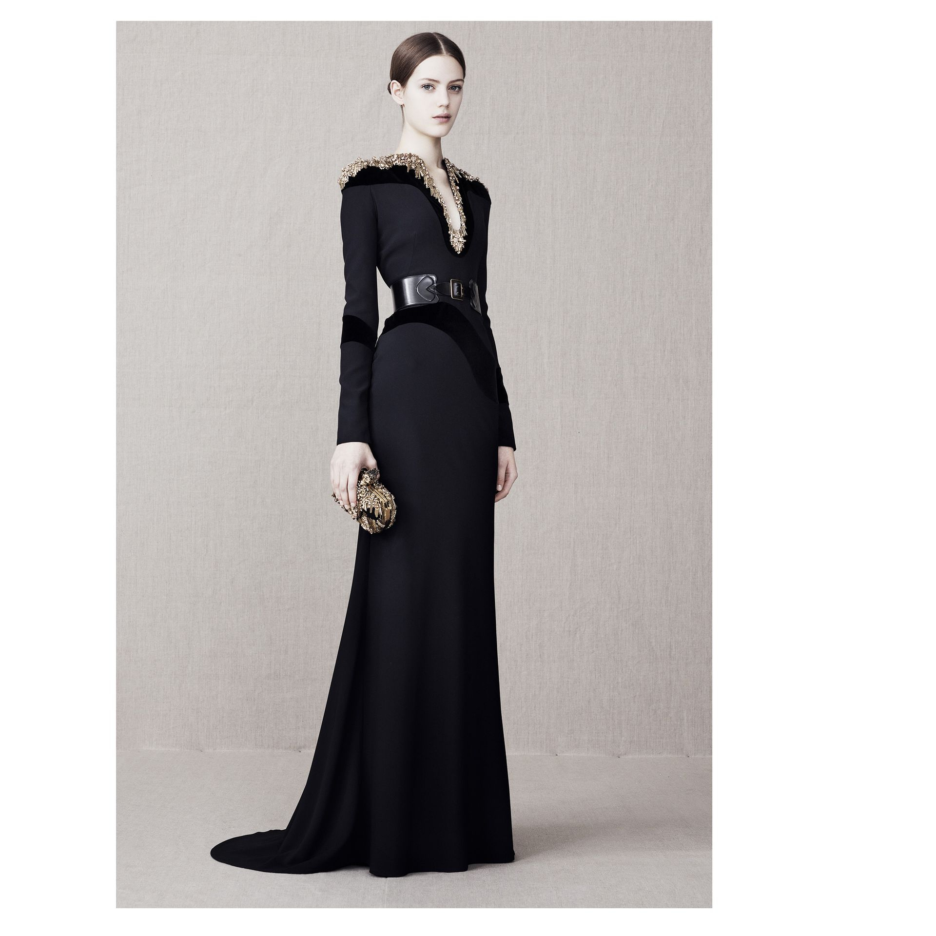 Lyst - Alexander Mcqueen Glory Embellished Floor Length Gown in Black
