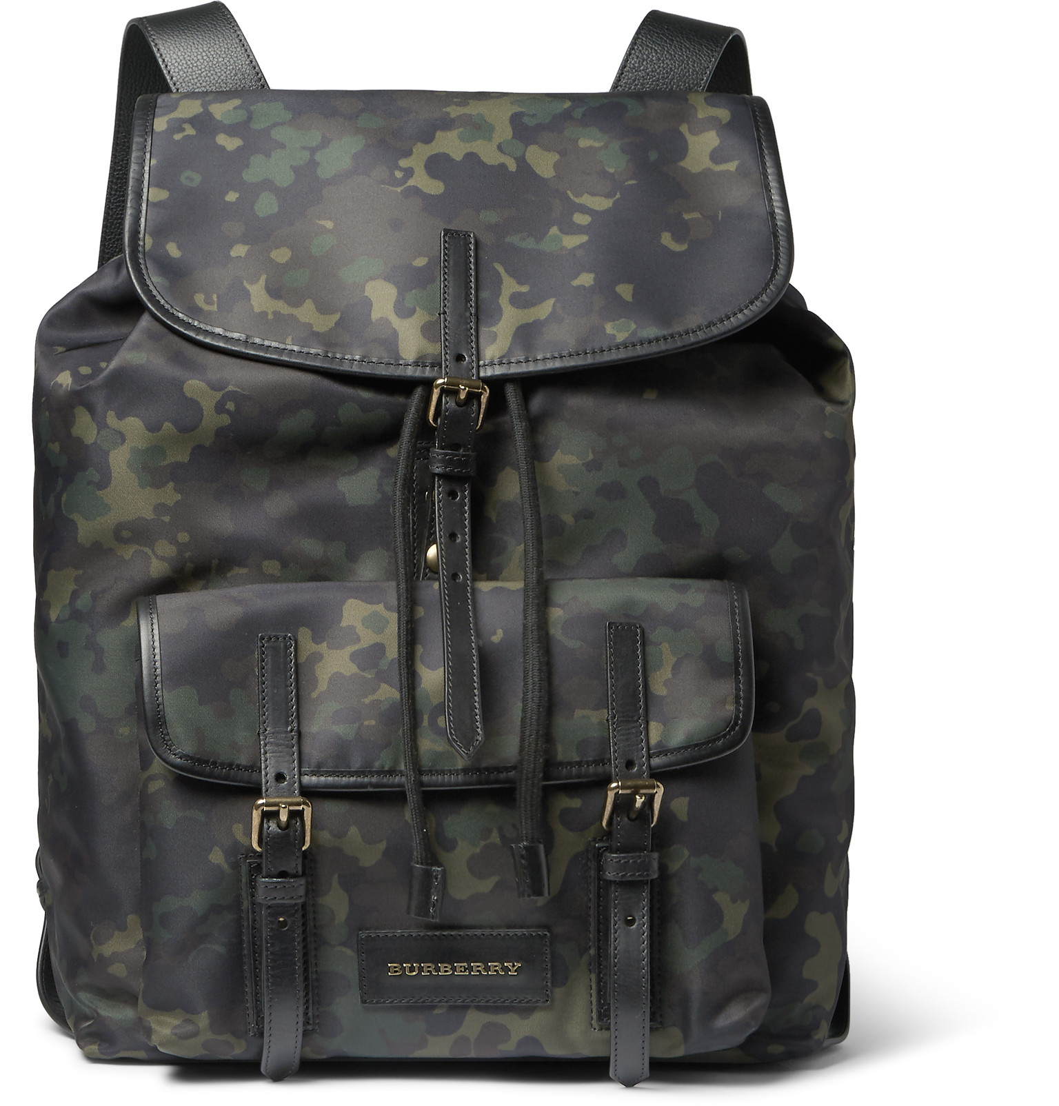 Lyst - Burberry Leather-trimmed Camouflage-print Canvas Backpack in Green for Men