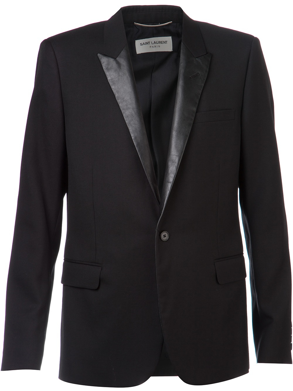 Saint laurent Leather Lapel Jacket in Black for Men | Lyst