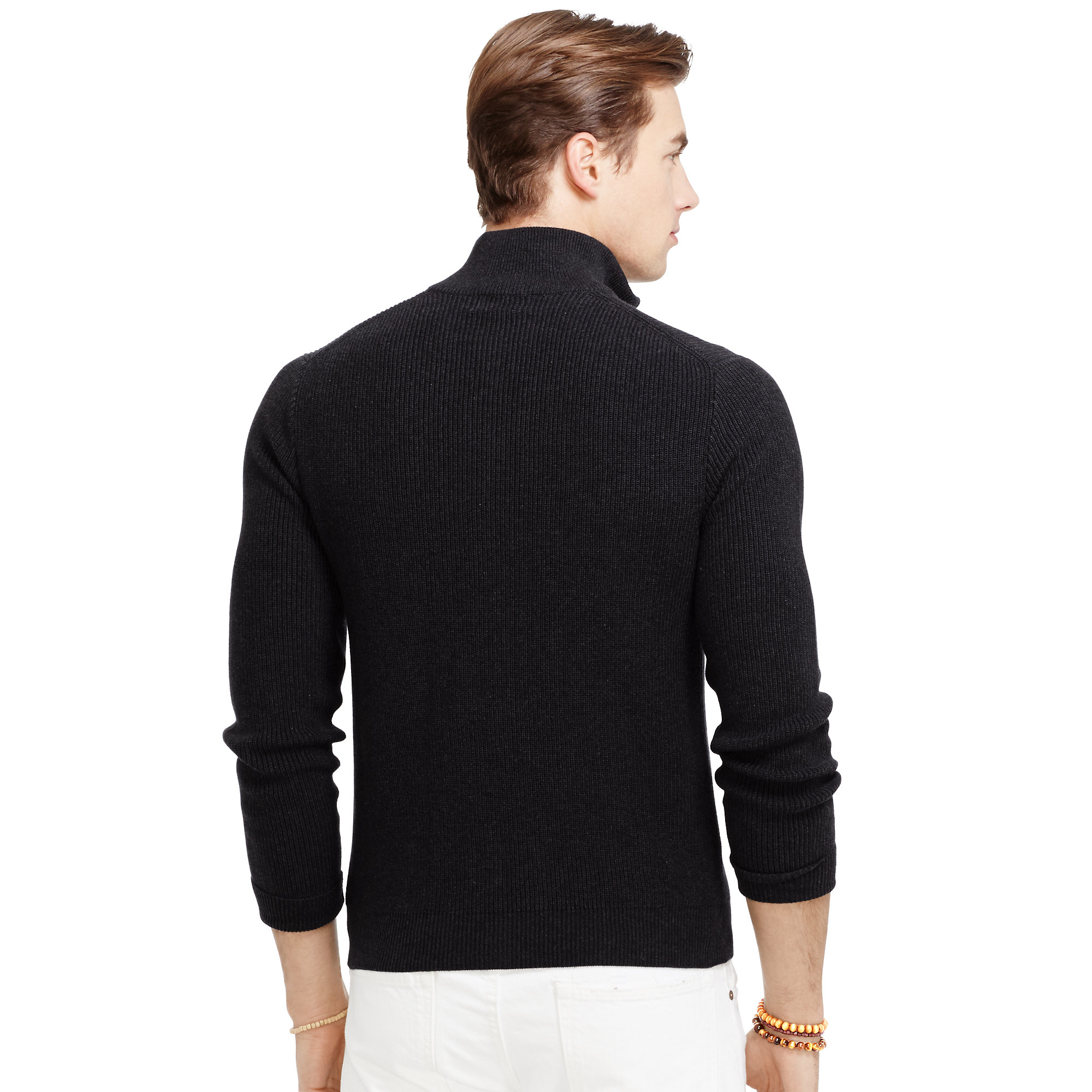 Polo ralph lauren Cotton Full-zip Sweater in Black for Men | Lyst