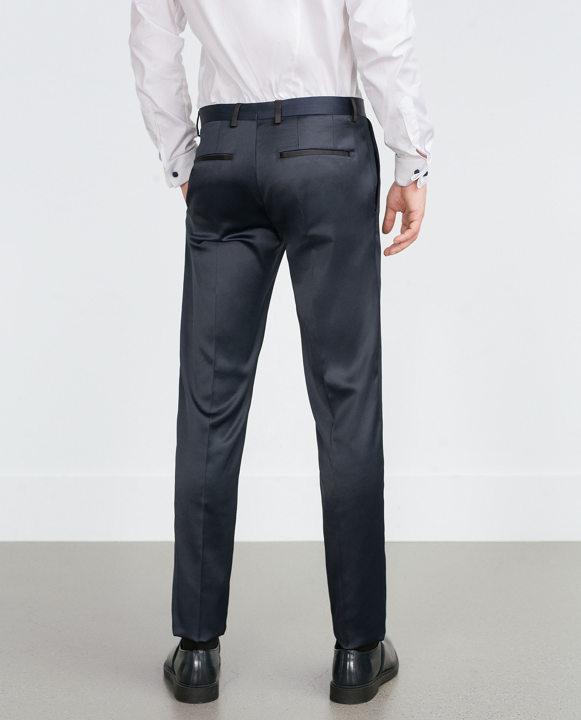  Zara  Silk Satin  Suit  Trousers in Blue for Men Lyst