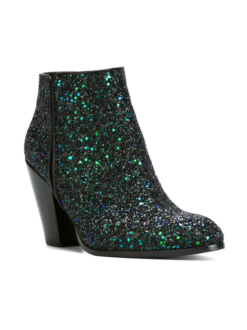 Giuseppe zanotti Glitter Ankle Boots in Black Lyst