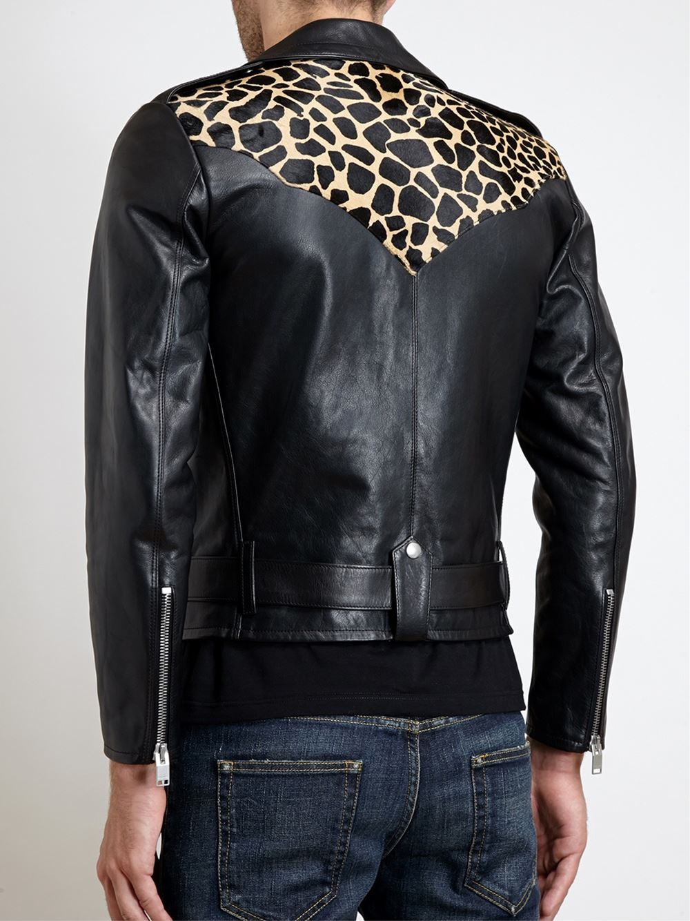Lyst Saint Lau Animal Print Biker Jacket In Black For Men Gallery