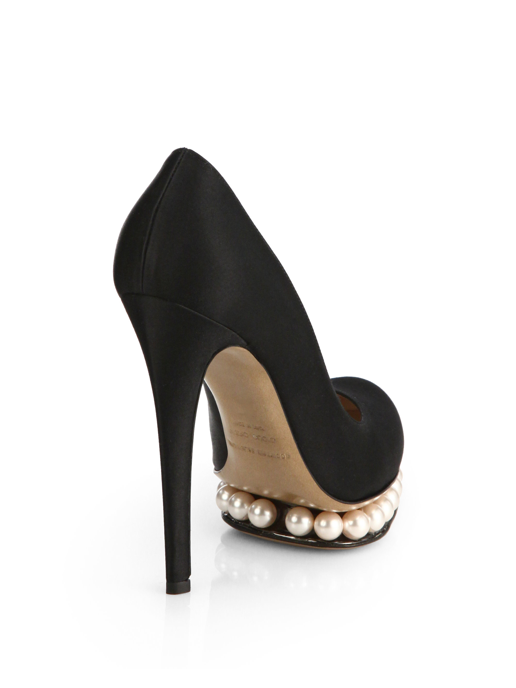 pearl embellished pumps
