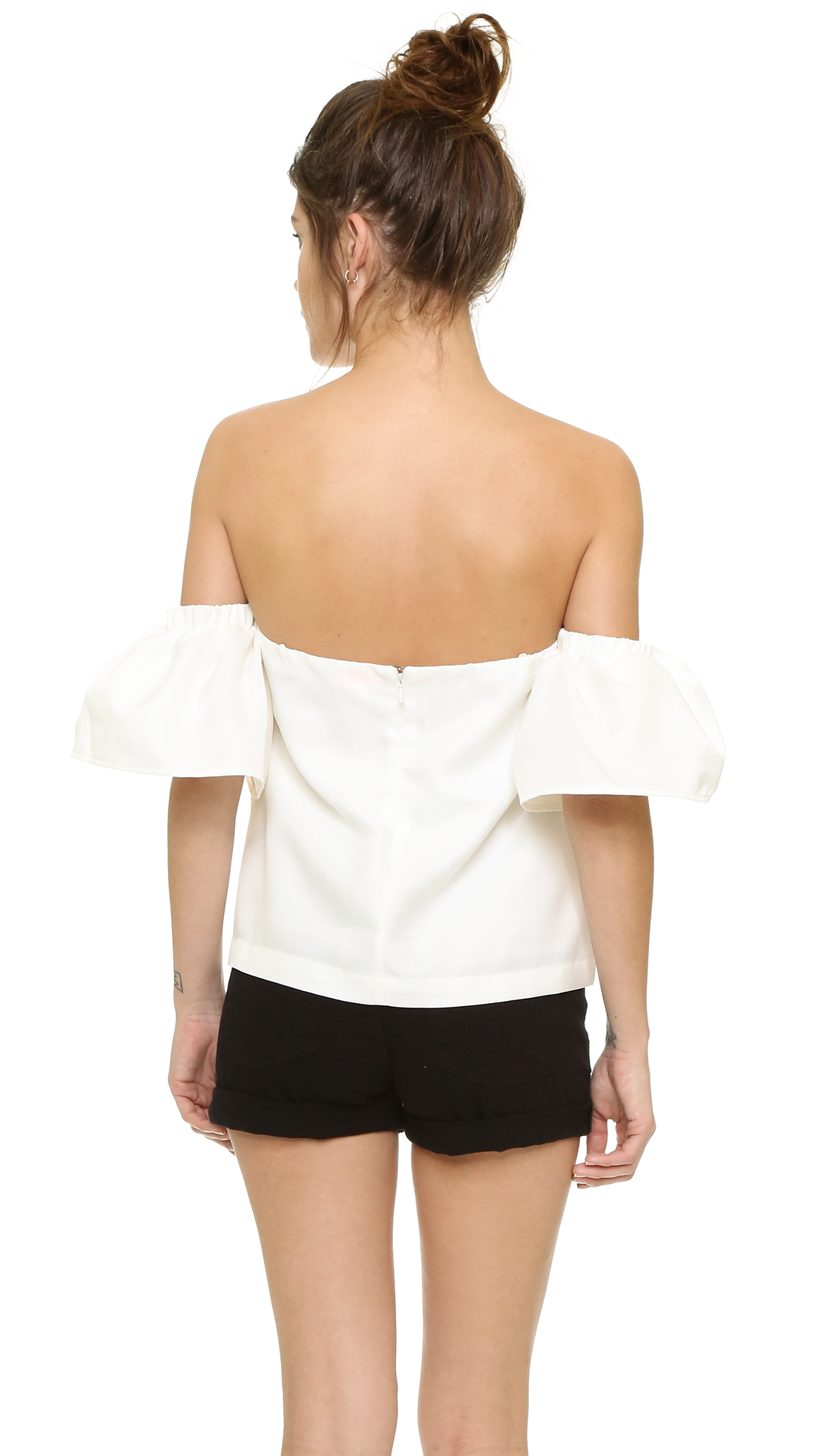 white off the shoulder shirt