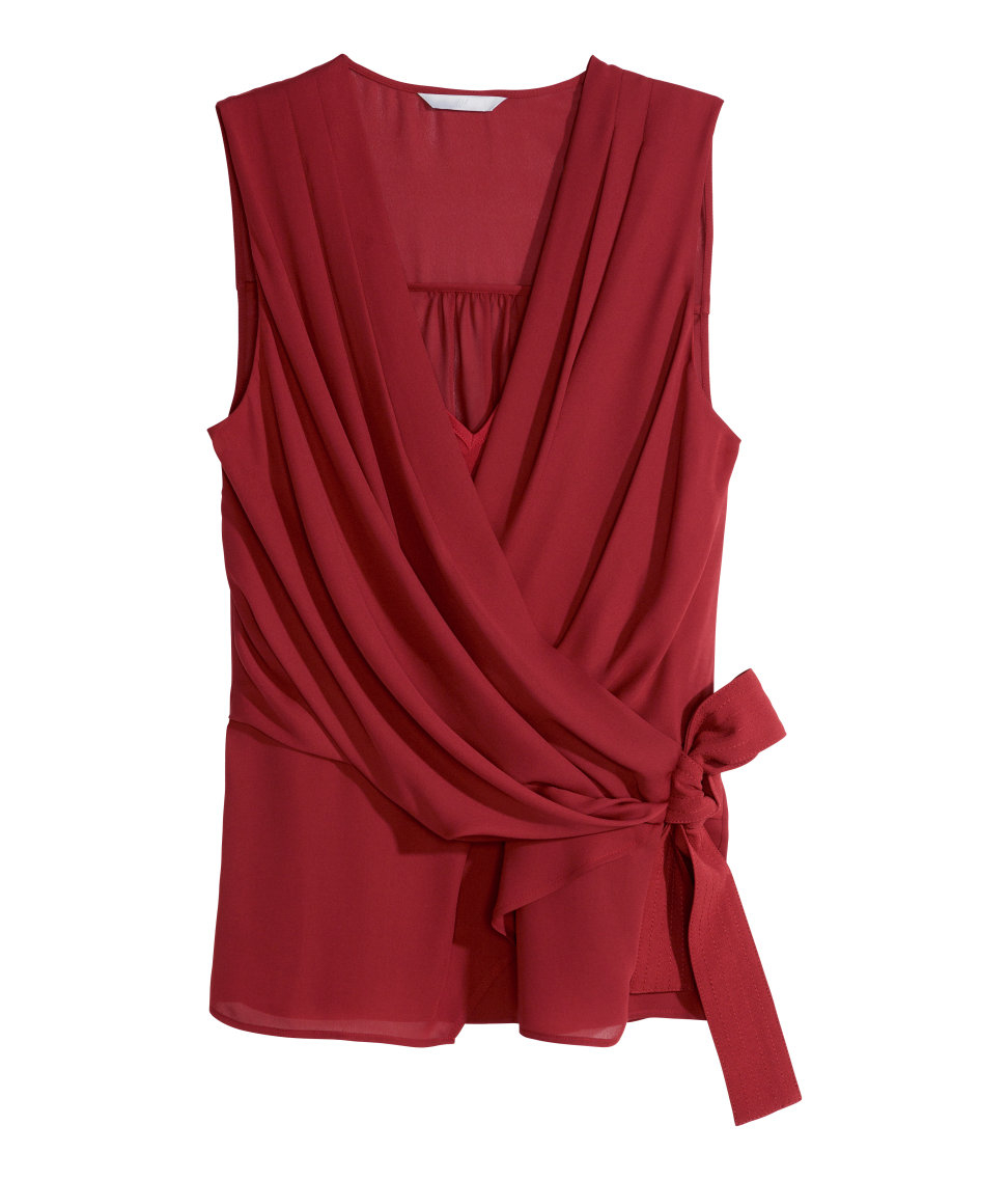 Lyst - H&M Sleeveless Chiffon Blouse in Red