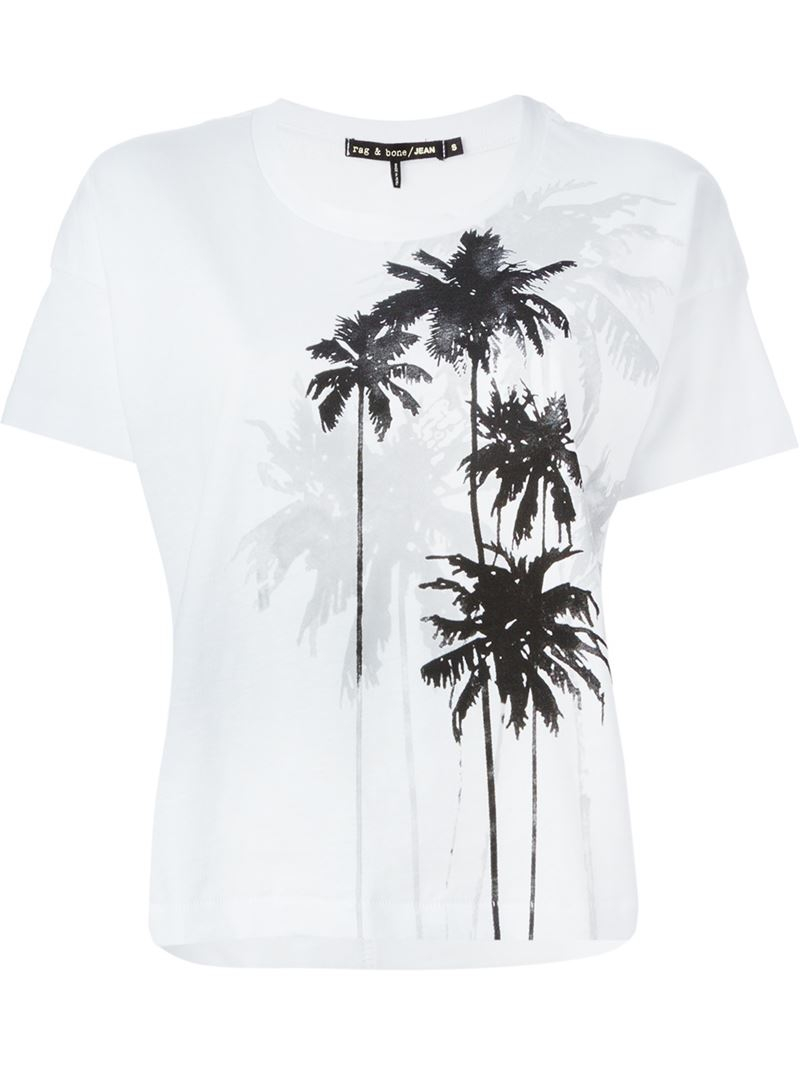 Lyst - Rag & Bone Palm Tree Print T-shirt in White