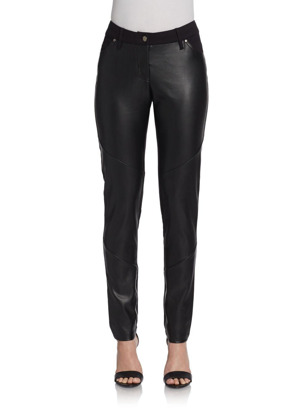 Lyst - Saks Fifth Avenue Black Label Vegan-leather Paneled Pants in Black