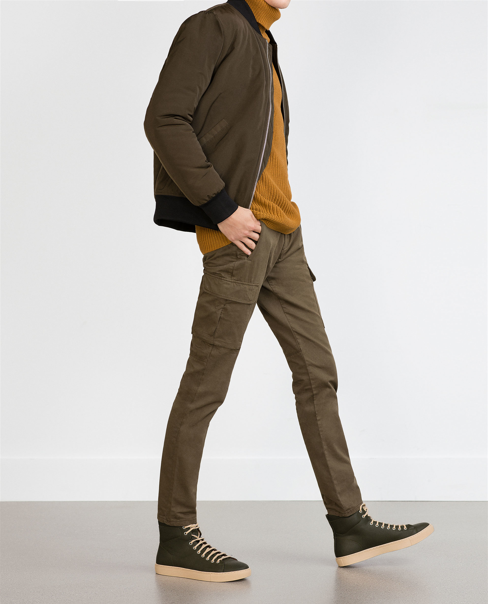 Zara Cargo Trousers In Khaki For Men Lyst