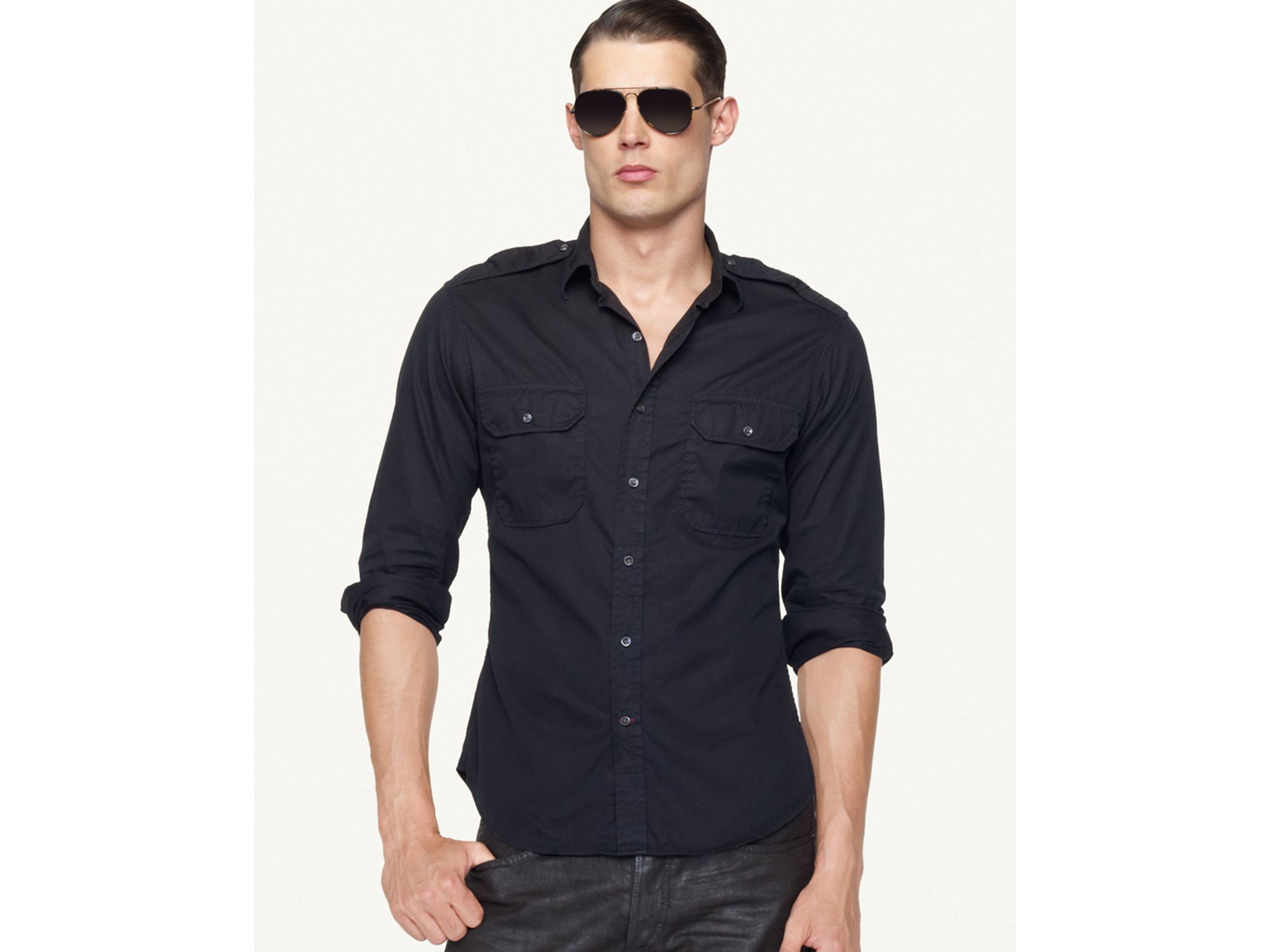 Lyst Ralph Lauren Black Label Victoria Military Shirt in Blue for Men