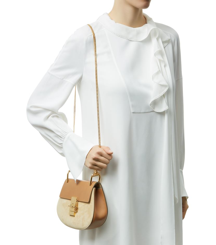 chloe designer handbags - Chlo Mini Drew Leather And Suede Shoulder Bag in Brown | Lyst