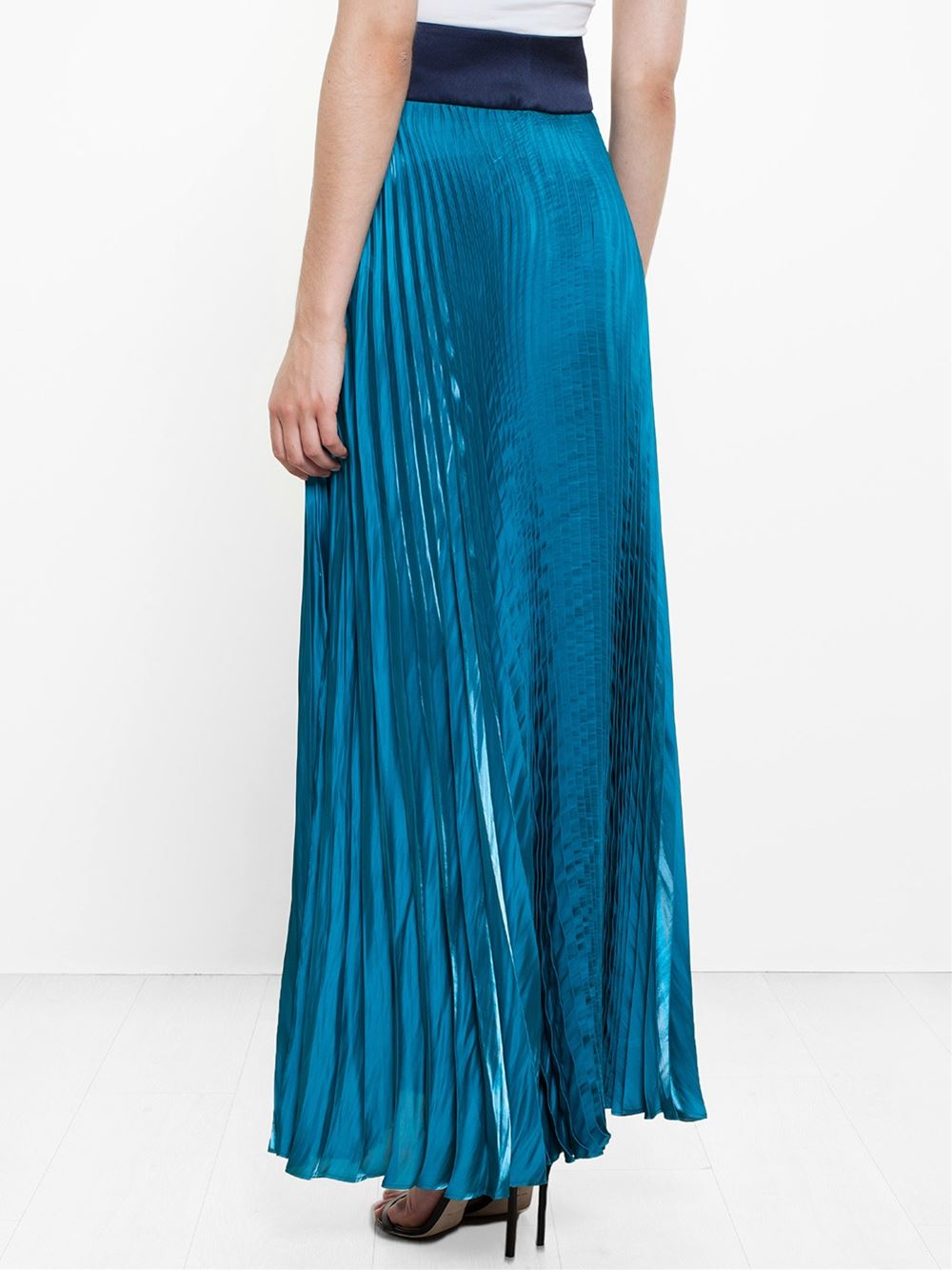 Galvan Pleated Maxi Skirt In Green Lyst 8233