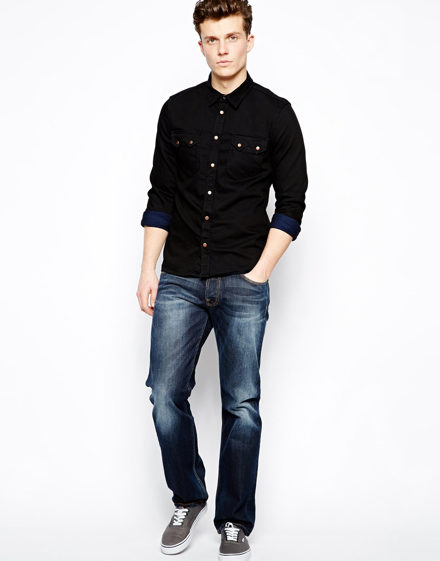 Lyst Nudie Jeans Nudie Denim Shirt Gusten Black On Blue. 