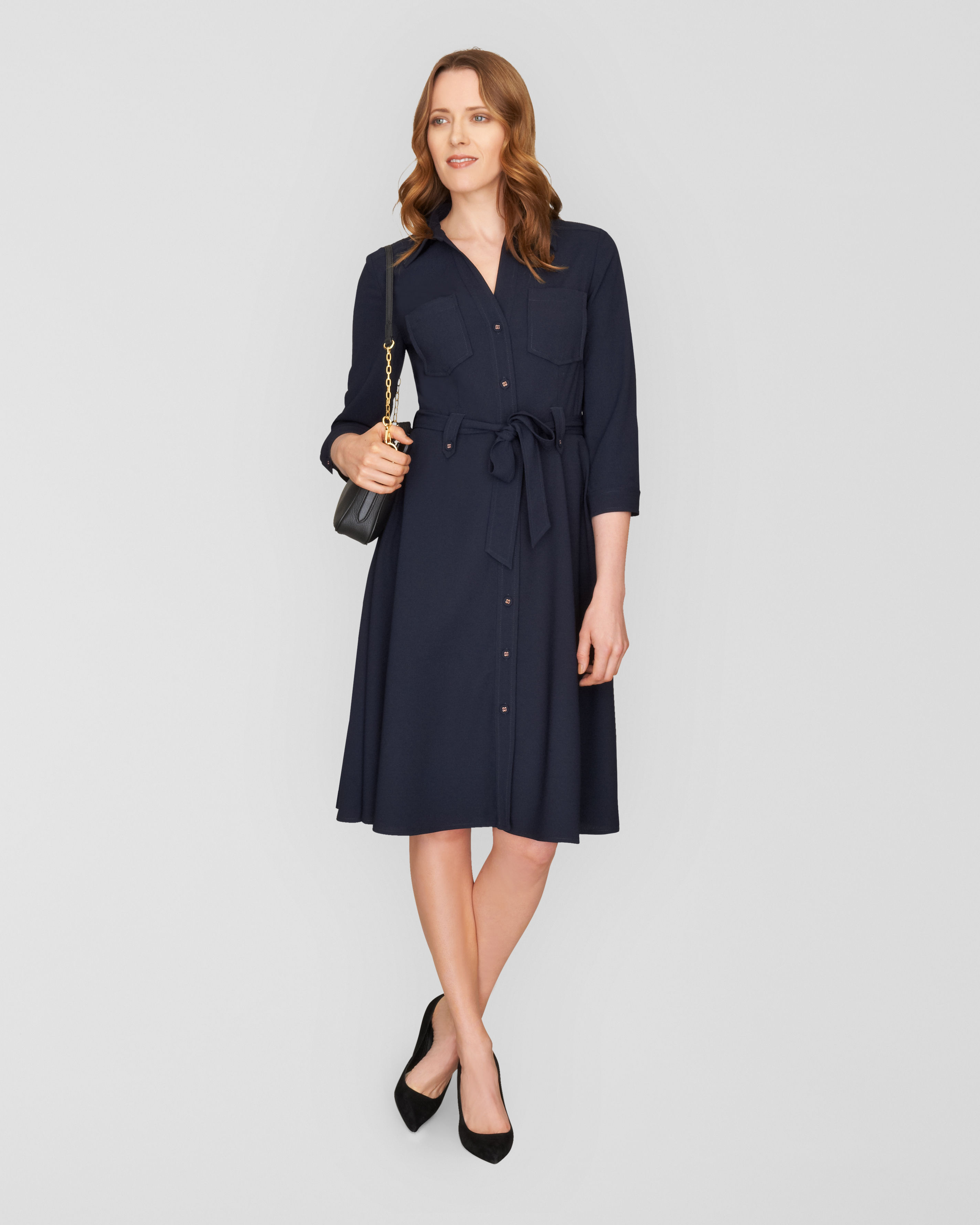 Lyst Jaeger Belted  Shirt  Dress  in Blue